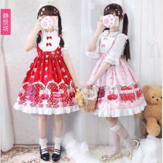 Strawberry Basket Sweet Lolita Style Dress JSK by JingYueFang (YJ03)